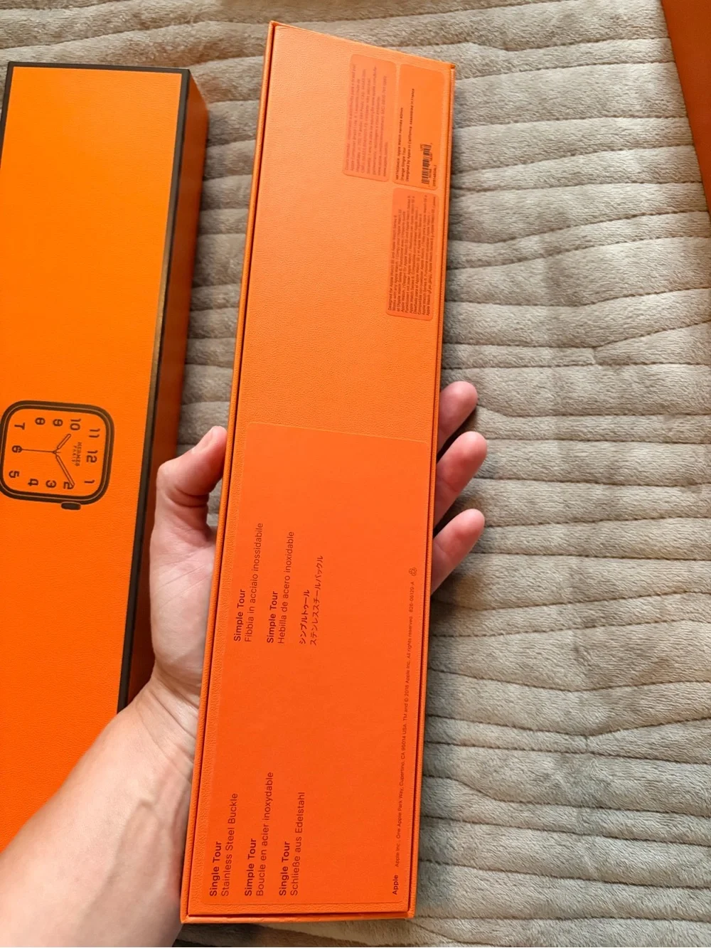 Hermes Orange Leather Apple Watch Strap with Silver Hardware